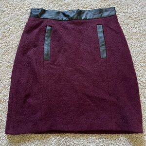 French Connection Women’s Wool Blend Mini Skirt Size 6 Purple Black Leather